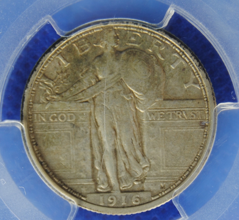 1916 Sanding Liberty Quarter PCGS (Secure) XF-45 (CAC) KEY DATE! - Image 3